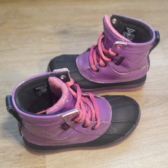 Crocs Girls AllCast Patent Duck Boots - Size C11 Purple / Black Boots - Picture 11 of 11